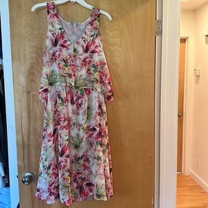 Bobeau Collection Womens  2layer, lined Floral Dress M